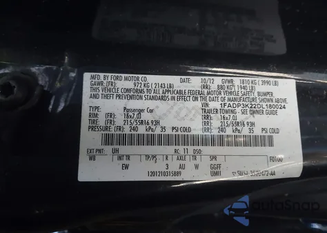 2013 Ford Focus Se z USA, uszkodzony, nr VIN 1FADP3K22DL180024